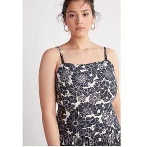 Anthropologie Daisie Crop Top Black & White Floral Large New